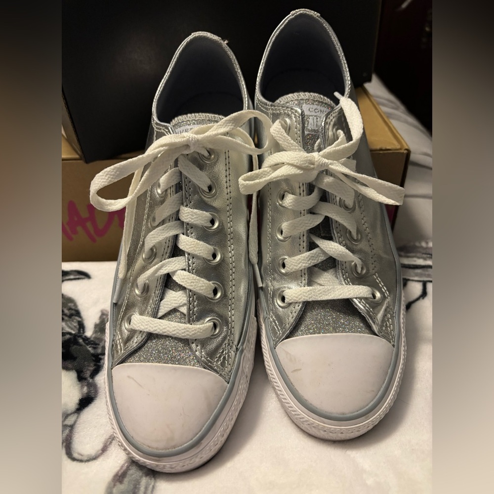 Converse Silver Glitter Low-Top Sneakers
